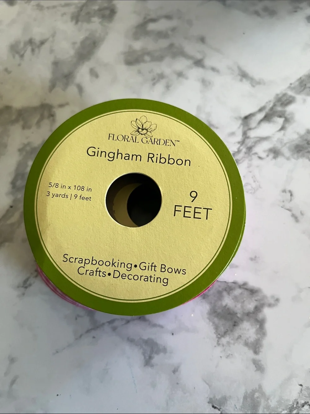 Wired Pink and Green Gingham Ribbon Collection -